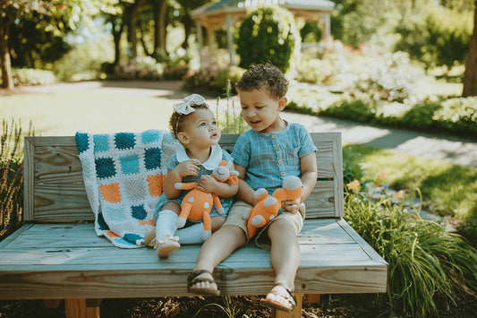 Crochet Baby Toy Giraffe rattle- soft orange