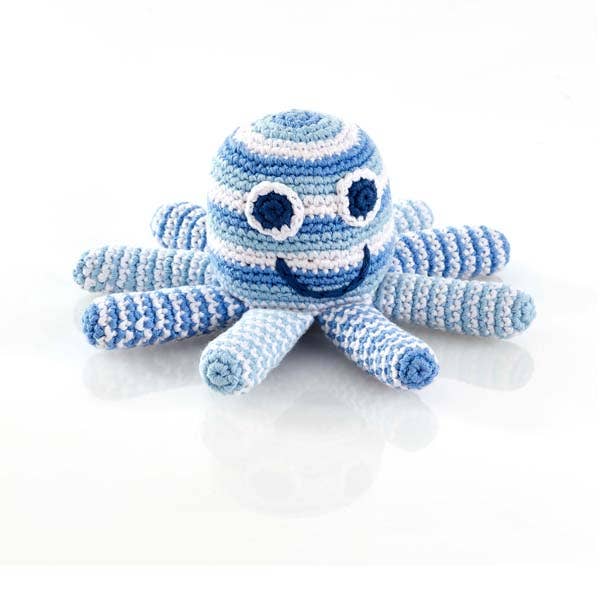 Crochet Baby Toy Octopus rattle - Pale blue