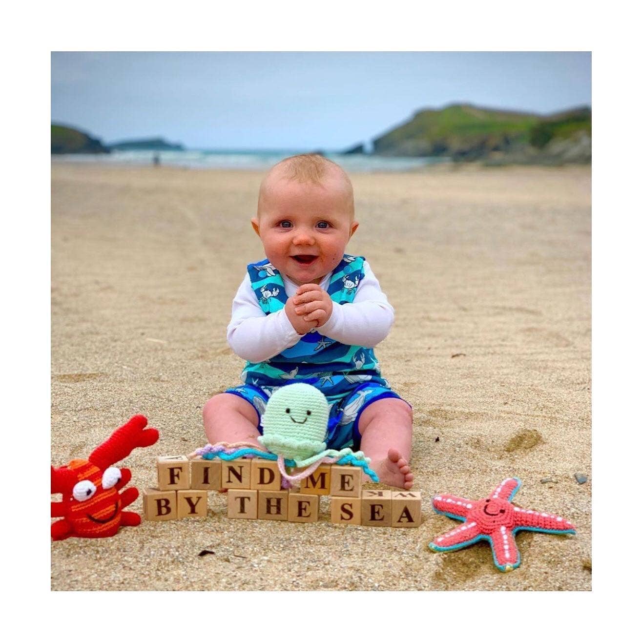 Crochet Baby Toy Crab rattle - red