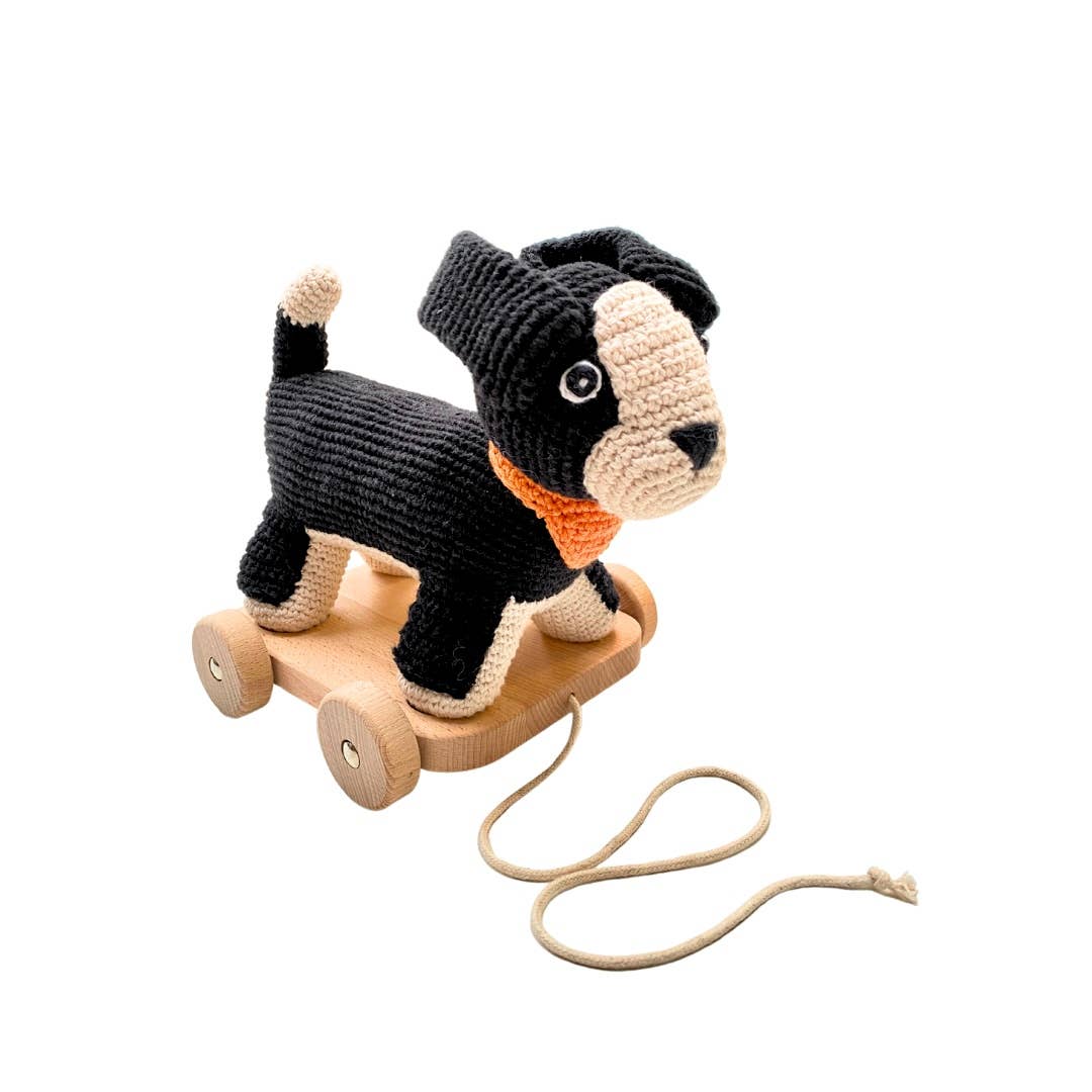 Crochet Baby Toy 2 in 1 Pull along toy sheepdog