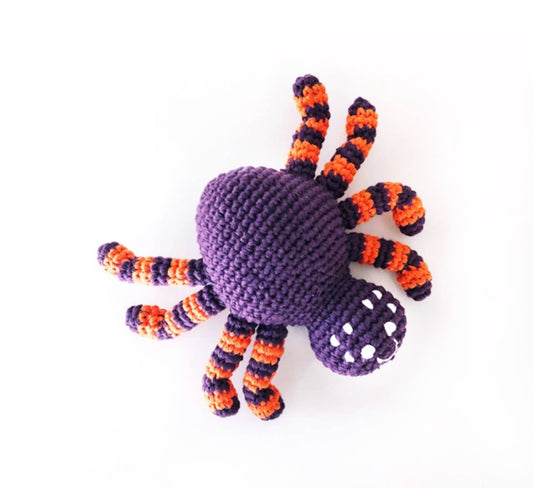 Halloween Crochet Baby Toy Spider rattle - purple