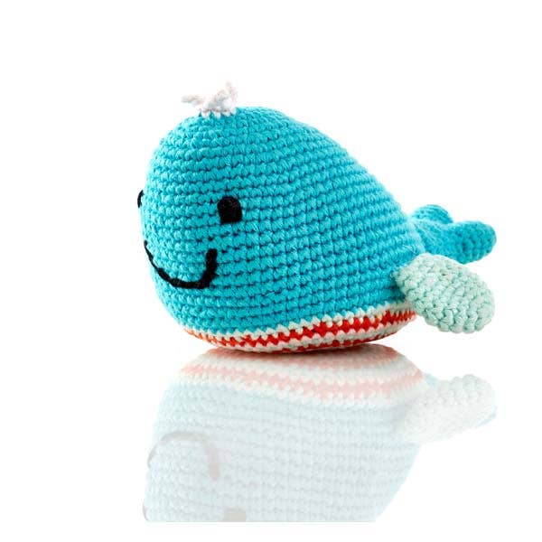 Crochet Baby Toy Whale rattle - deep turquoise