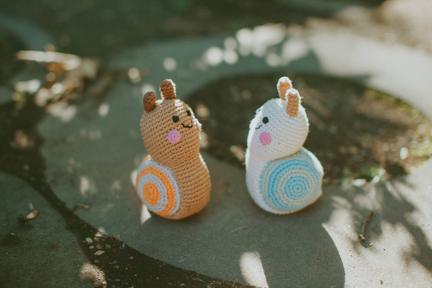 Crochet Baby Toy Snail rattle - cream