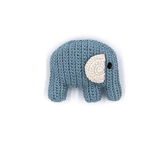 Crochet Baby Toy elephant rattle  duck egg blue