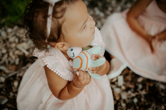 Crochet Baby Toy Turtle rattle green