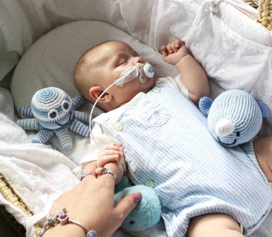 Crochet Baby Toy Octopus rattle - Pale blue