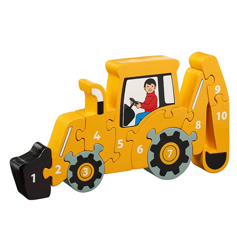 Digger 1-10 puzzle - Handmade fair trade wooden kids toy