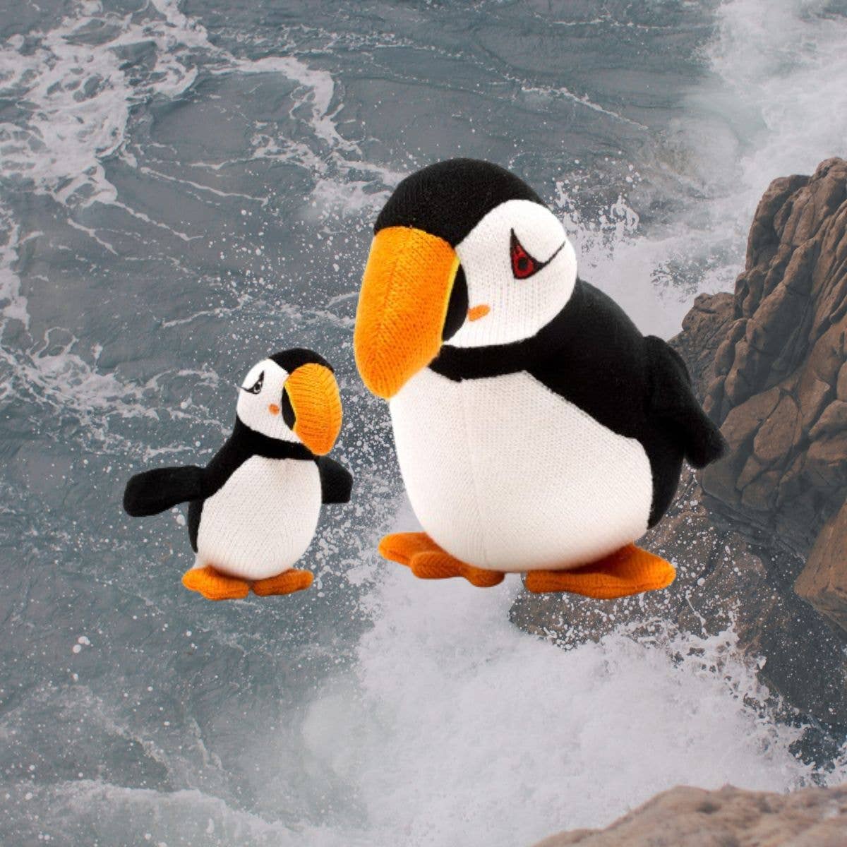 Knitted Puffin Baby Rattle