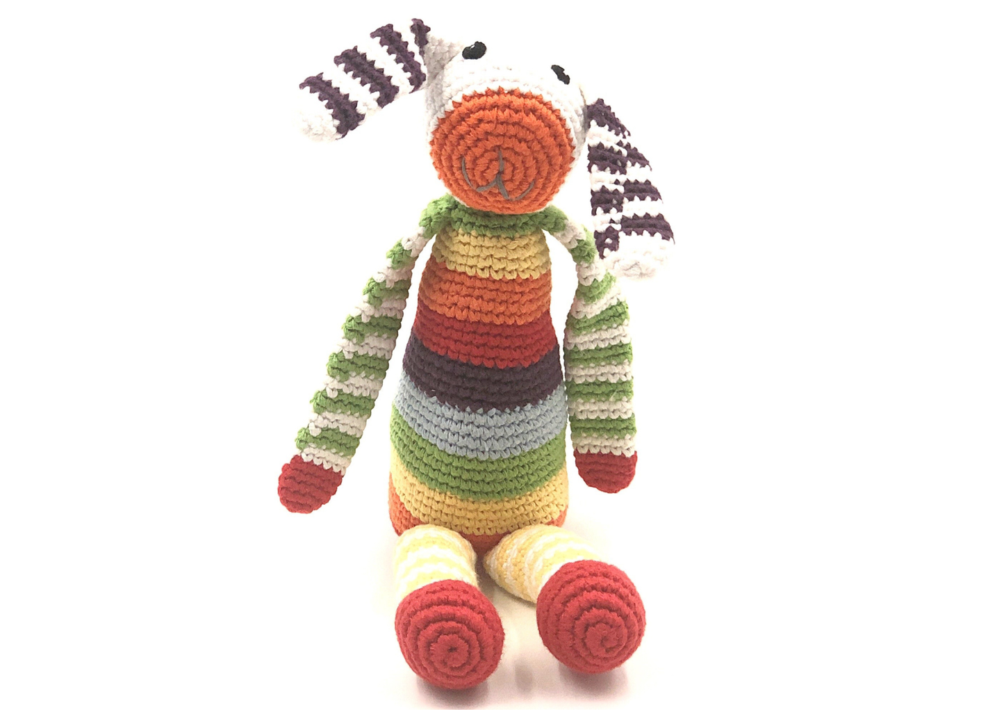 Crochet Baby Toy Bunny rattle - rainbow