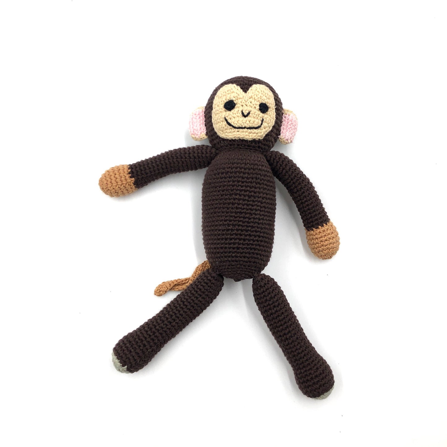Crochet Baby Toy Monkey rattle- brown