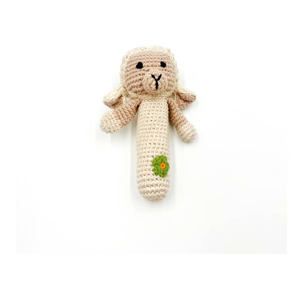 Crochet Baby Toy Stick rattle Lamb