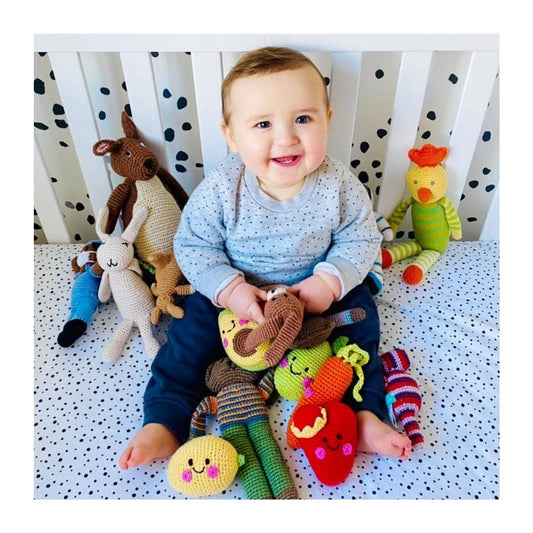 Crochet Baby Toy Flipps orange trousers