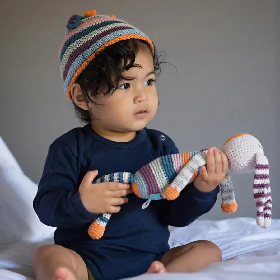 Crochet Baby Toy Bunny rattle - rainbow