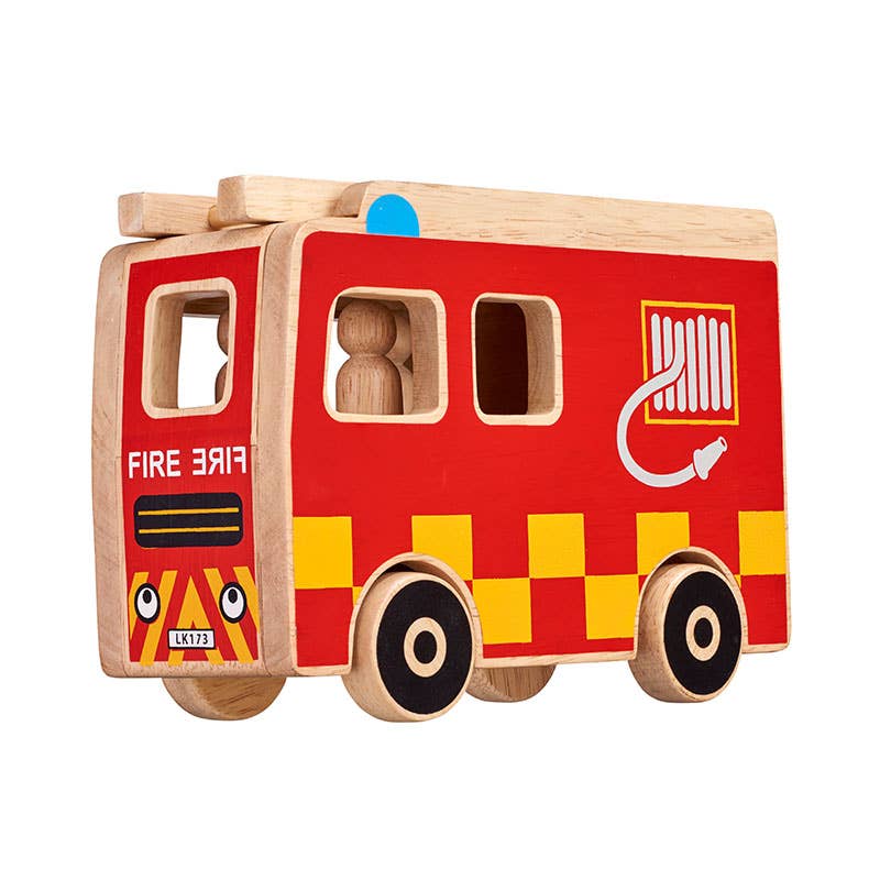 Fire engine playset - Handmade fair trade wooden kids toy