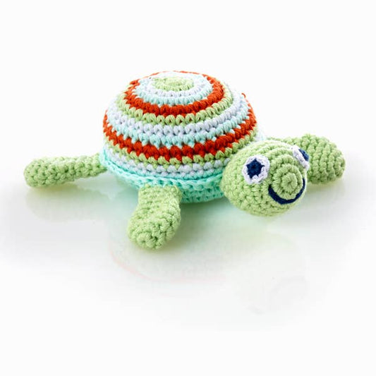 Crochet Baby Toy Turtle rattle  green