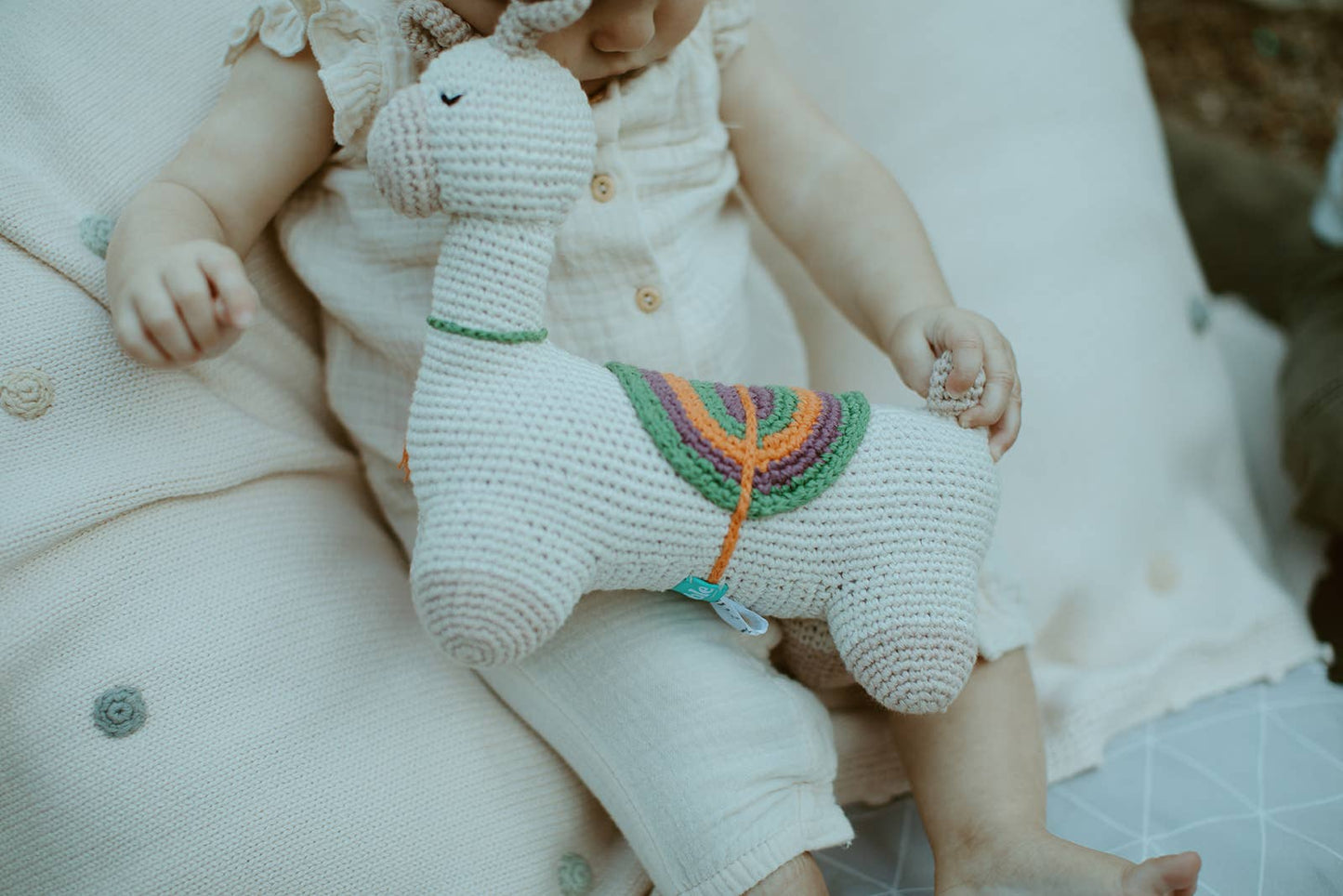 Crochet Baby Toy Pull along - horse cream