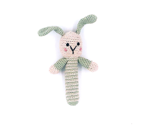 Crochet Baby Toy Stick rattle – bunny Teal
