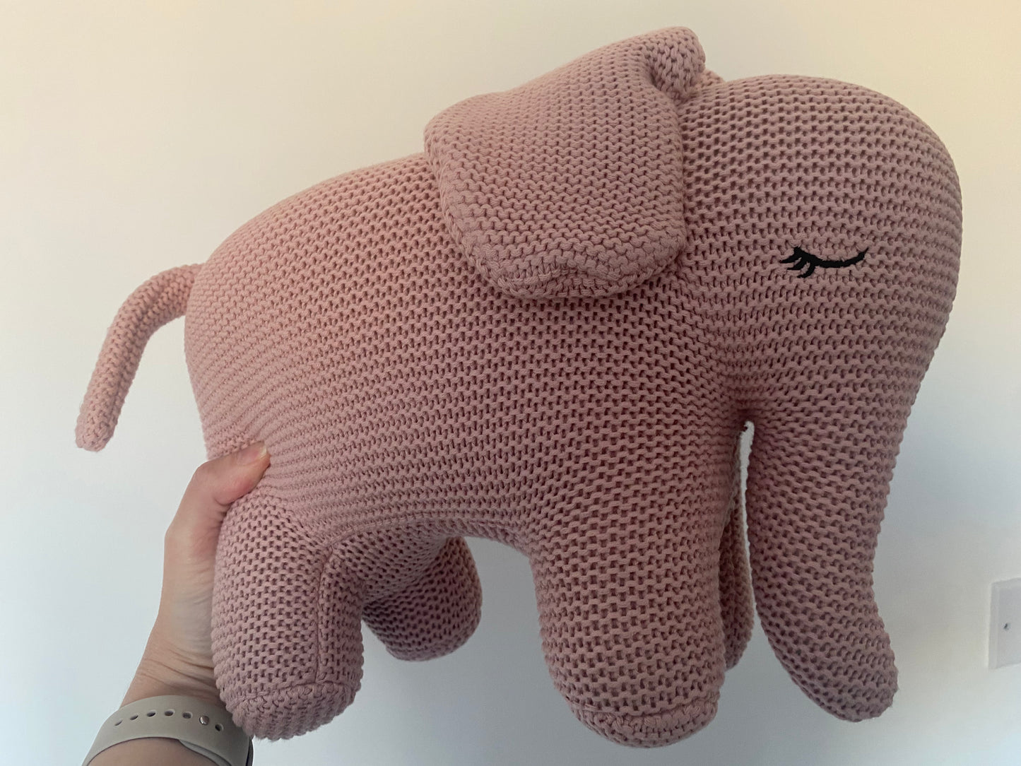 Large Elephant Plush Toy in Pink Organic Cotton