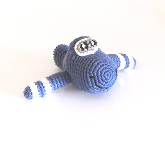 Crochet Baby Toy Plane rattle blue