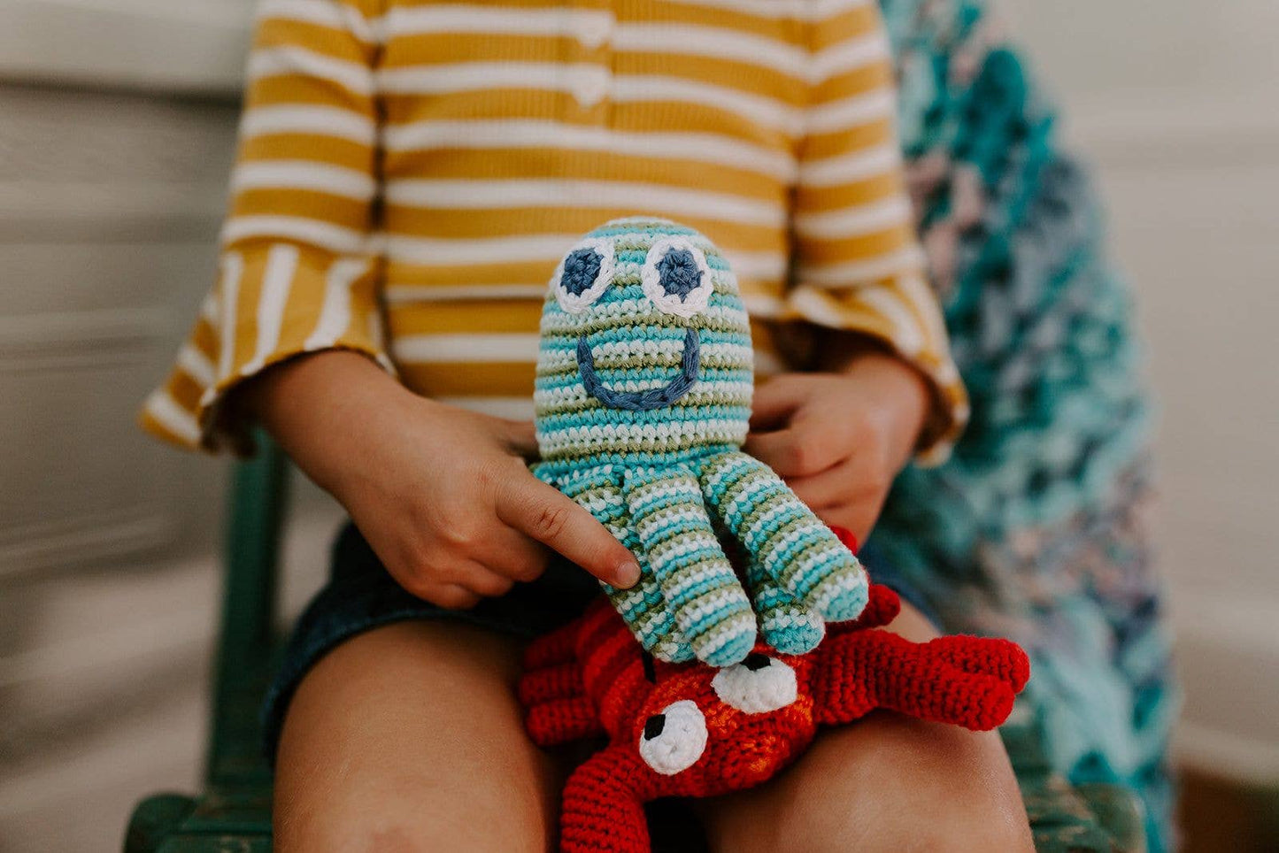 Crochet Baby Toy Crab rattle - red