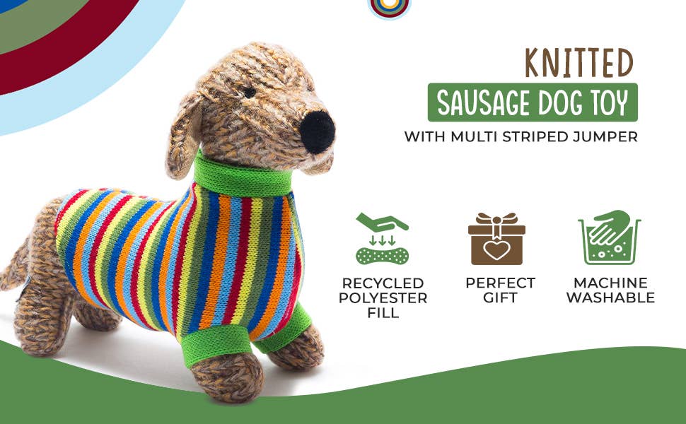Knitted Sausage Dog Plush Toy
