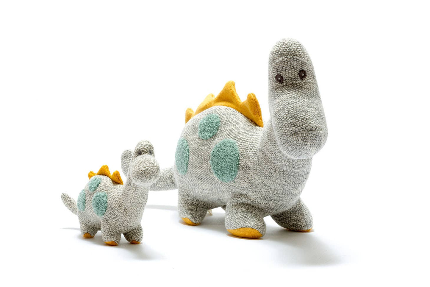 Large Organic Cotton Dinosaur Plush Toy, Diplodocus Grey