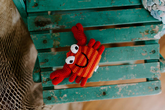 Crochet Baby Toy Crab rattle - red