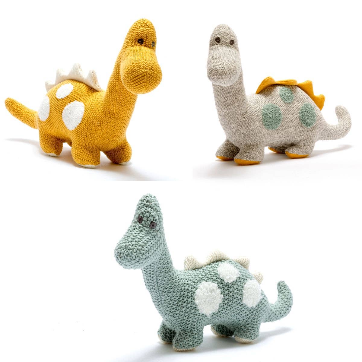 Small Diplodocus Dinosaur Plush Toy in Organic Cotton Teal