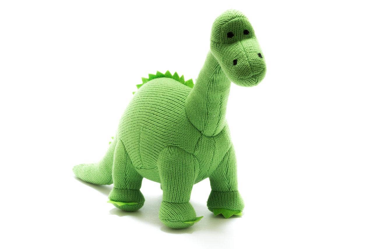 Knitted Green Diplodocus Dinosaur Plush Toy