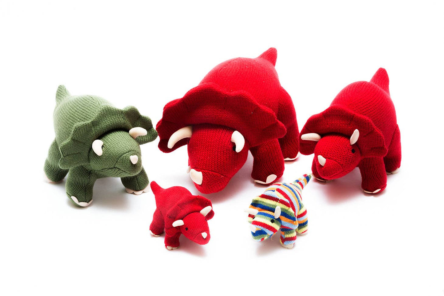 Knitted Triceratops Dinosaur Plush Toy - Red
