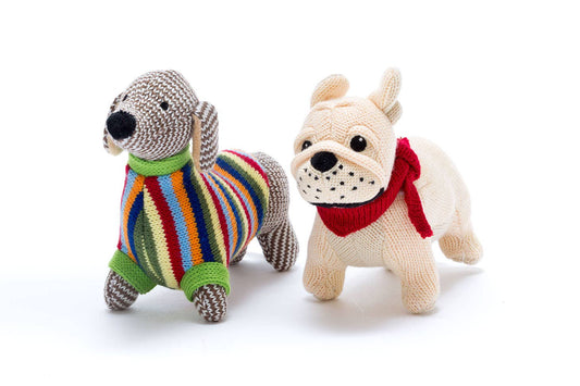 Knitted French Bulldog Rattle