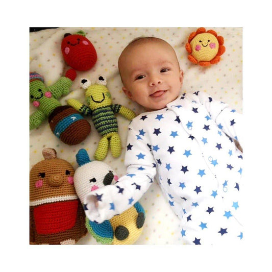 Crochet Baby Toy Stick rattle – bunny Teal