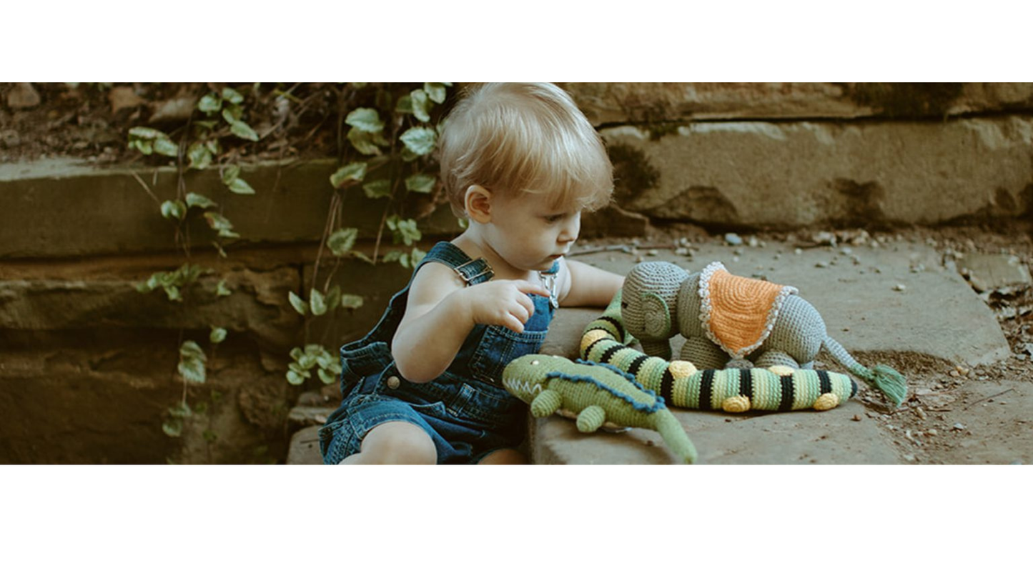 Crochet Baby Toy Crocodile rattle deep green