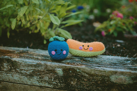 Crochet Baby Toy Friendly blueberry rattle