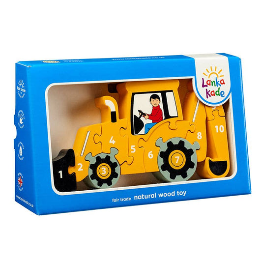 Digger 1-10 puzzle - Handmade fair trade wooden kids toy