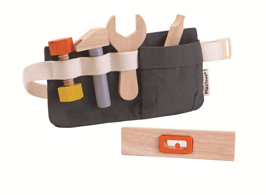PlanToys Wooden Tool Belt Playset – Sustainable Eco Friendly Kids Tool Set