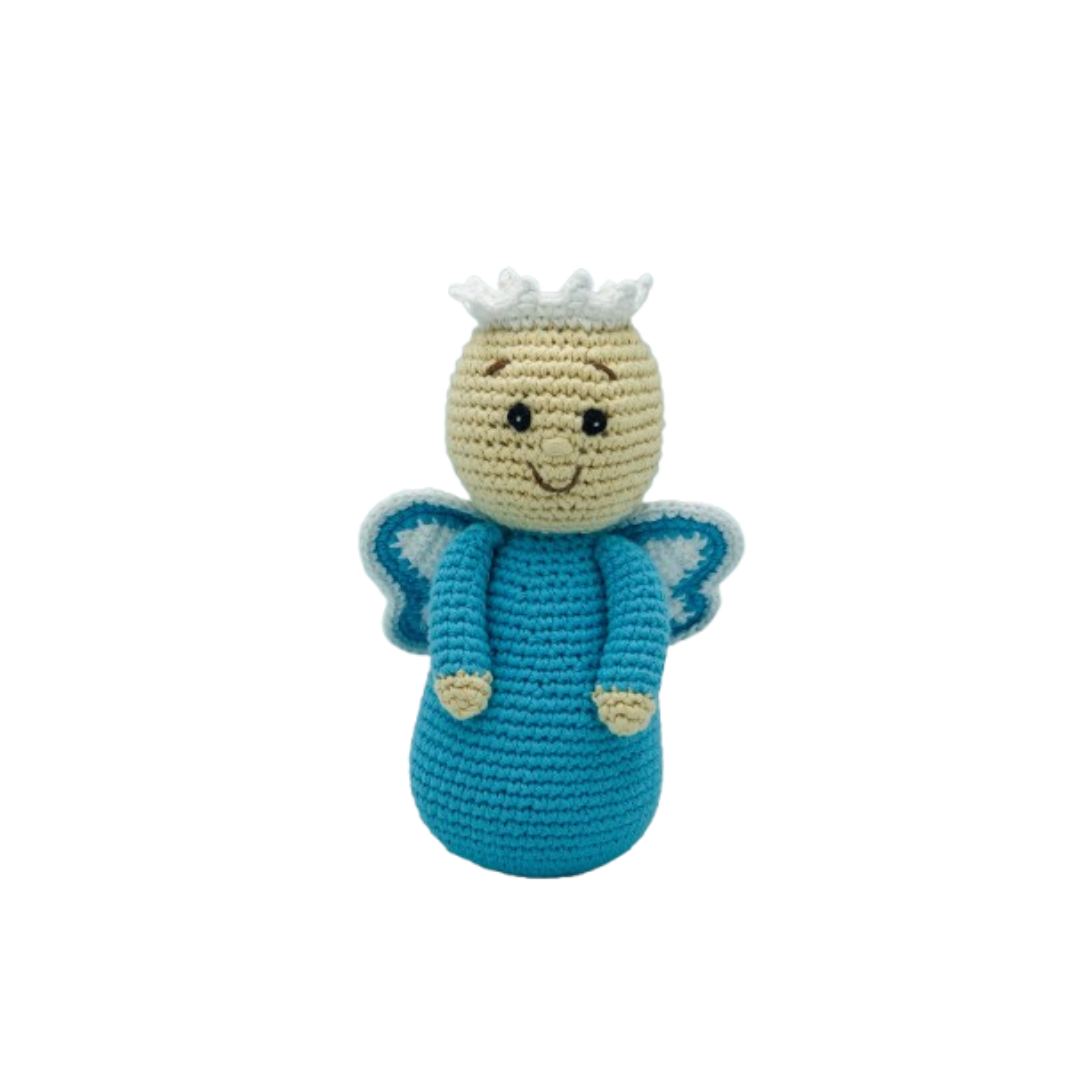 Xmas Angel Baby Rattle, Fair Trade Handmade Crochet Organic
