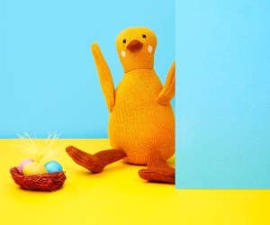Easter Duck Plush Toy, Knitted Organic Cotton Mustard