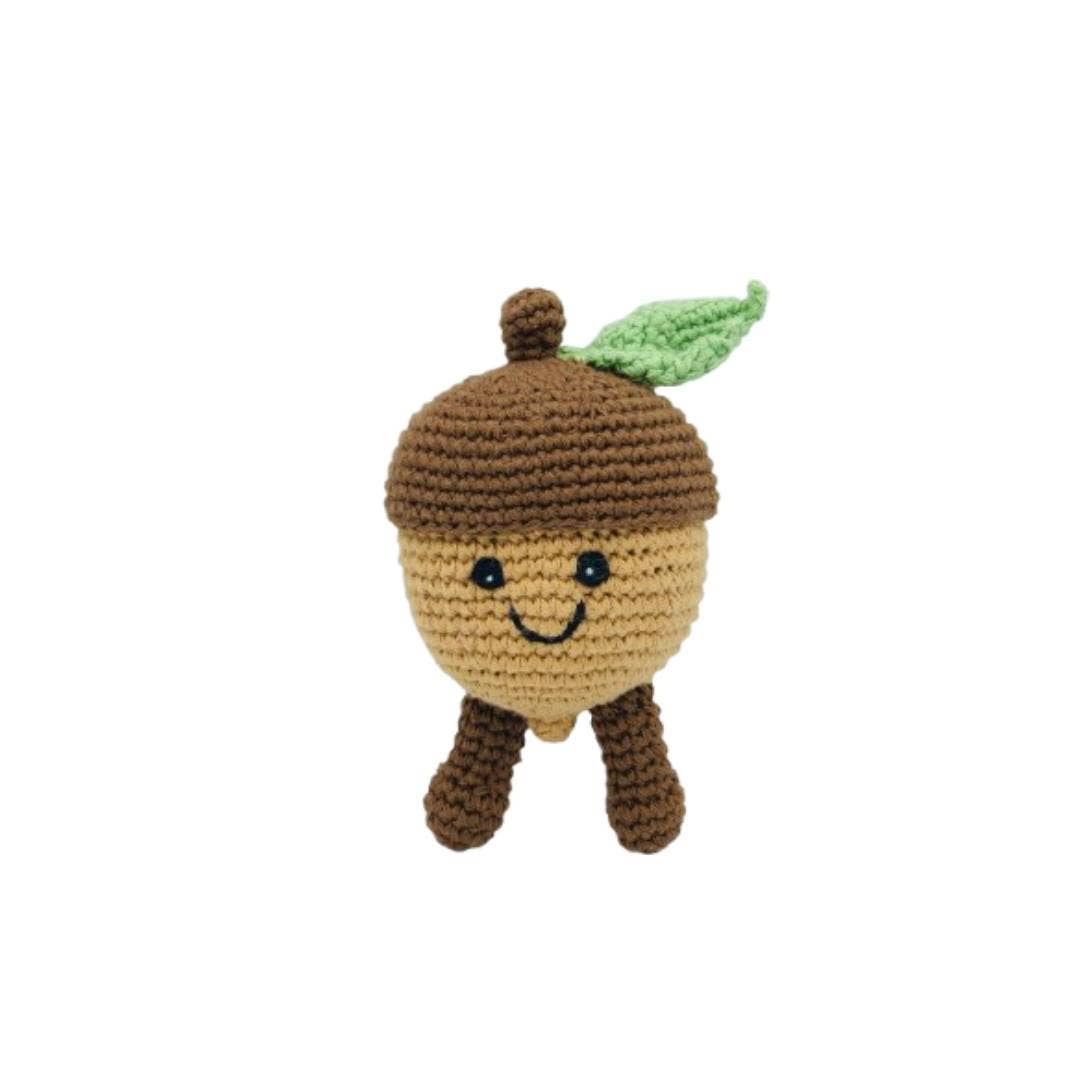 Fair Trade Crochet Acorn Baby Rattle Organic Cotton