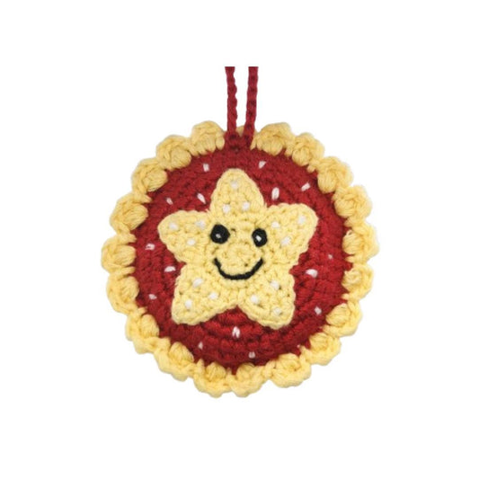 Mince Pie Christmas Decoration, Fair Trade Handmade Crochet