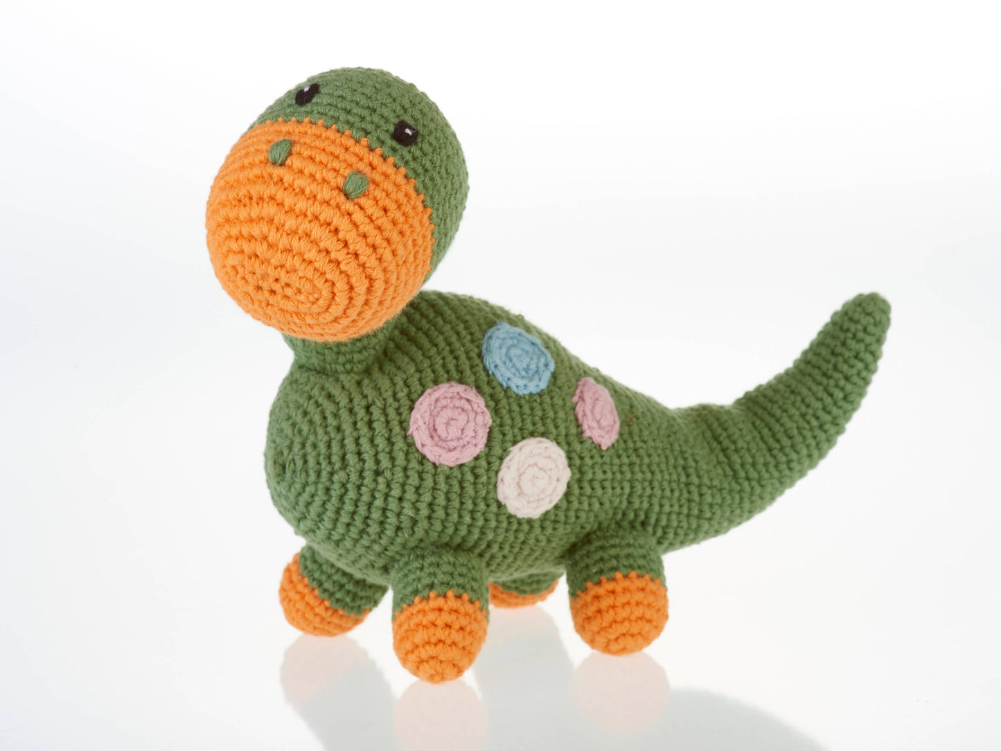 Crochet Baby Toy Dinosaur rattle - dippi - khaki