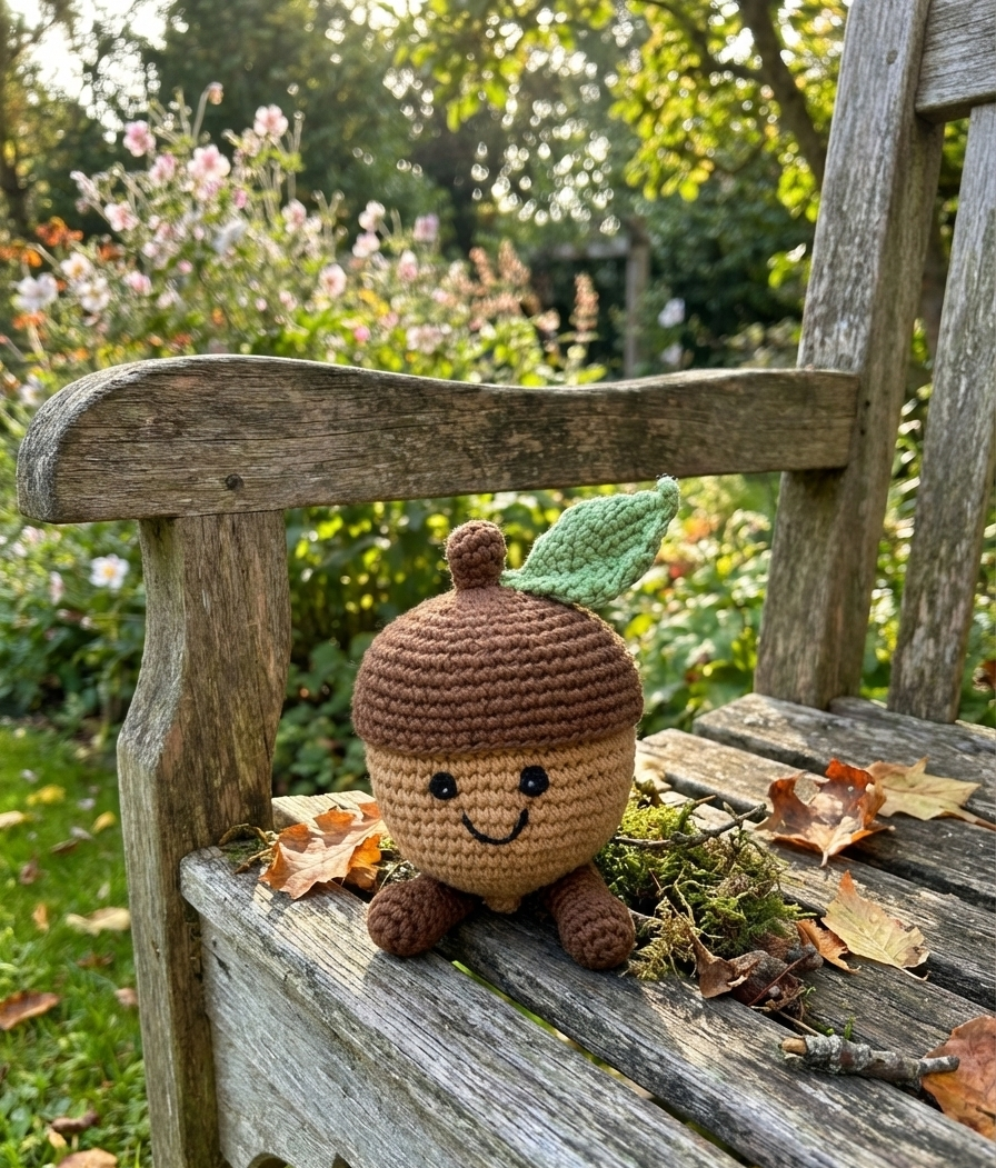 Fair Trade Crochet Acorn Baby Rattle Organic Cotton