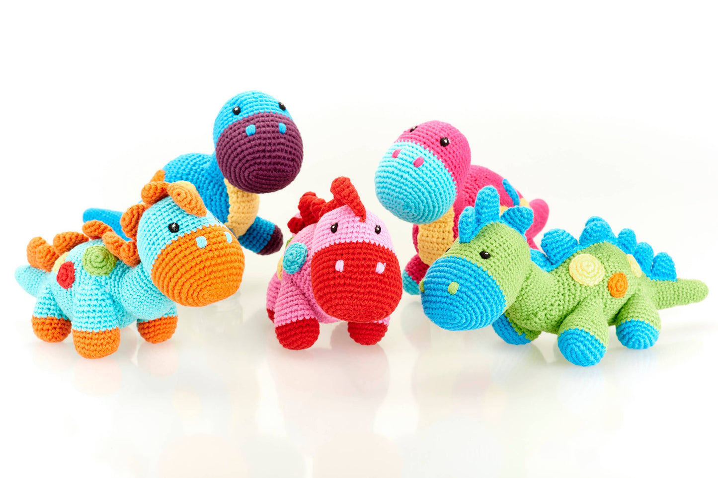 Crochet Baby Toy Dinosaur rattle - dippi - khaki