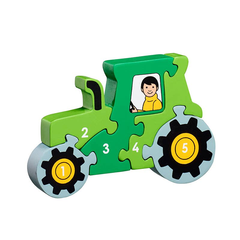 Tractor 1-5 puzzle - Handmade fair trade wooden kids toy