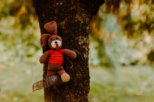 Crochet Baby Toy Dog Boy rattle