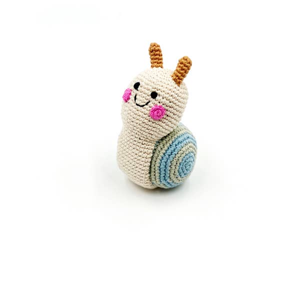 Crochet Baby Toy Snail rattle - cream
