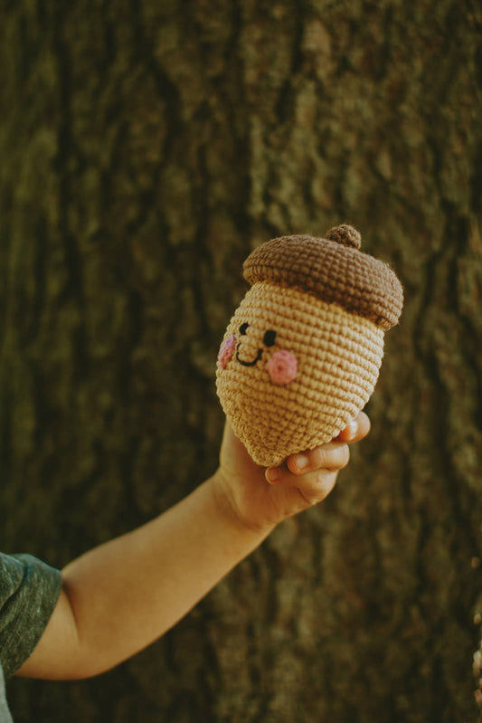 Crochet Baby Toy Friendly Acorn rattle
