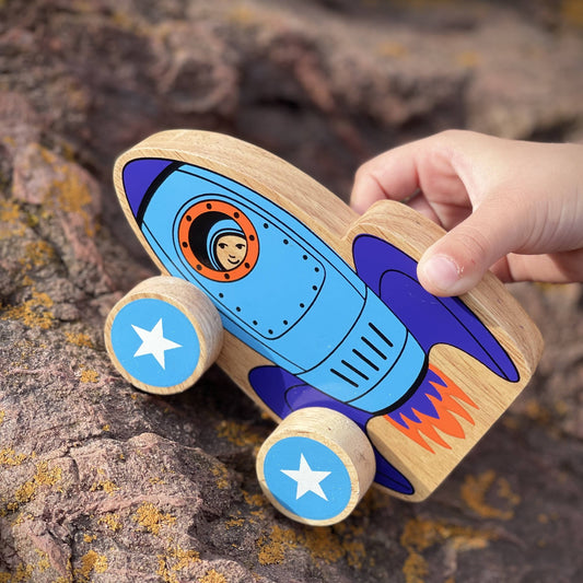 Rocket push along - Handmade fair trade wooden kids toy