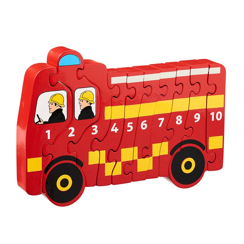 Fire engine 1-10 puzzle - Handmade fair trade wooden toy