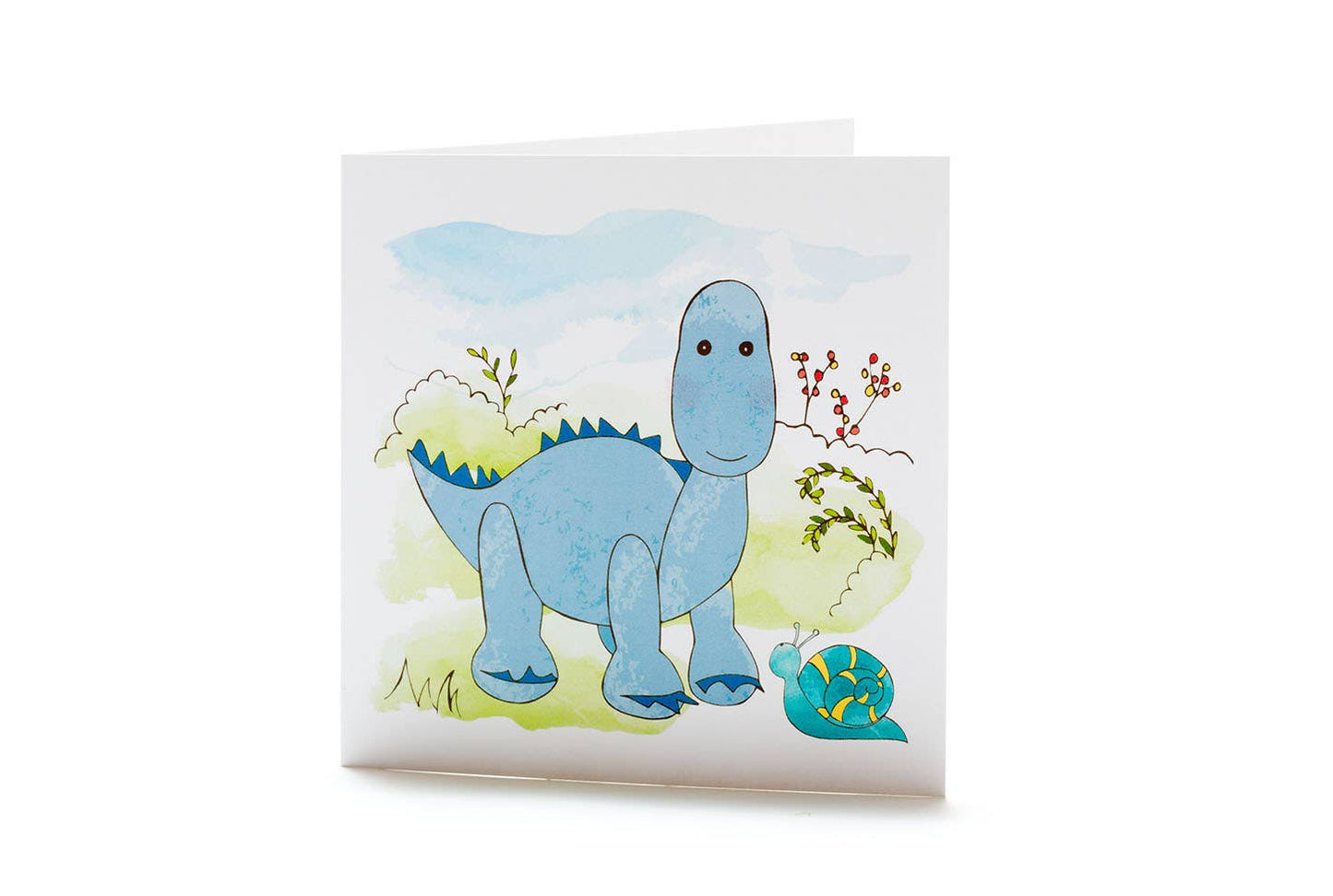 Dinosaur Baby Rattle, Knitted Organic Cotton Blue Diplodocus